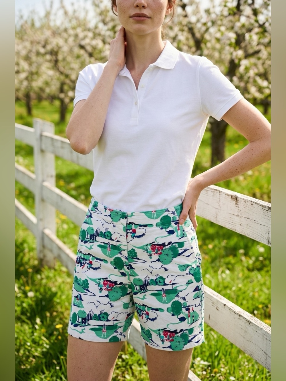 Golf Women’s Shorts Casual Stretch Foursomes Print Multi Color Size 12